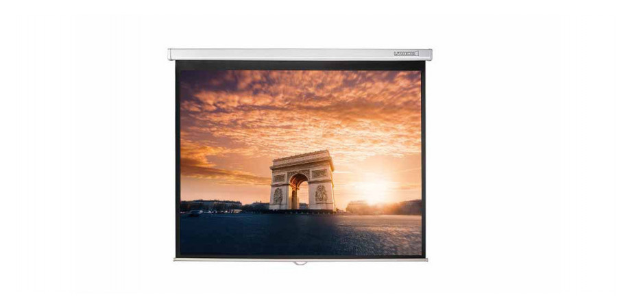 1 Lumene plazza hd 150 c écran manuel - Écrans de projection - iacono.fr