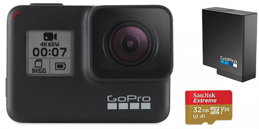 1 GoPro hero7 black + dual battery + microSD - Caméras sport - iacono.fr