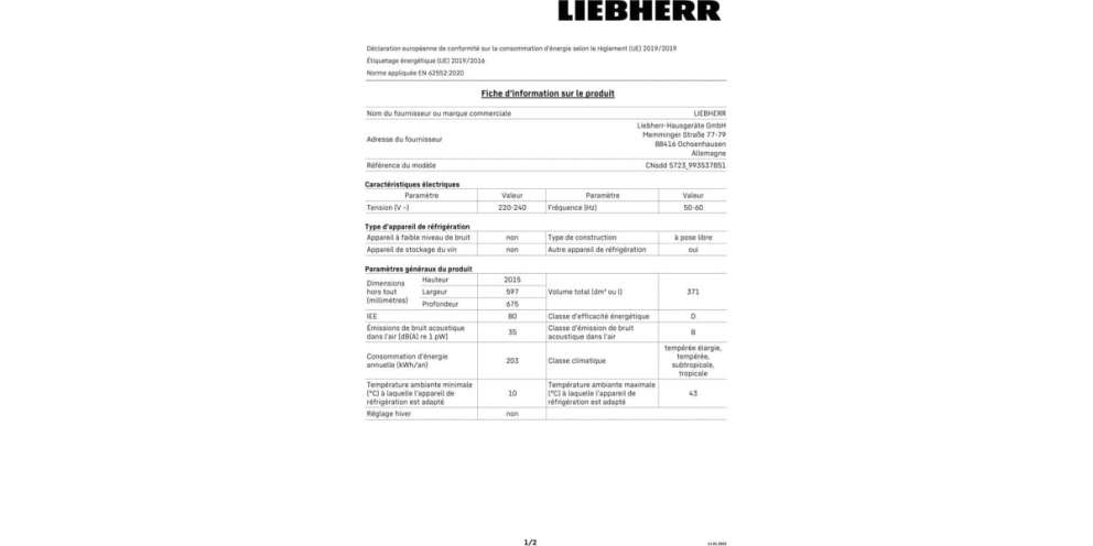 Liebherr cnsdd5723 - Réfrigérateurs 
