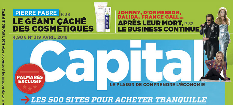 Couverture du magazine Capital. Les 500 sites pour acheter tranquille - iacono.fr