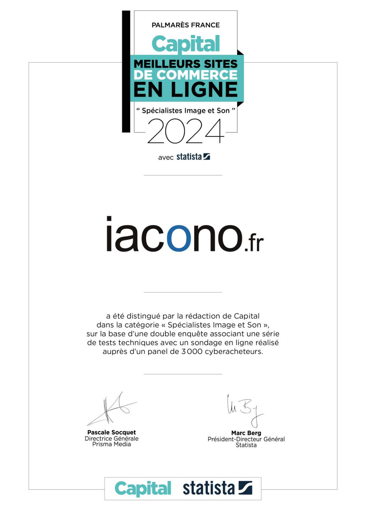 Certificat Capital - Meilleurs sites de commerce en ligne - iacono.fr